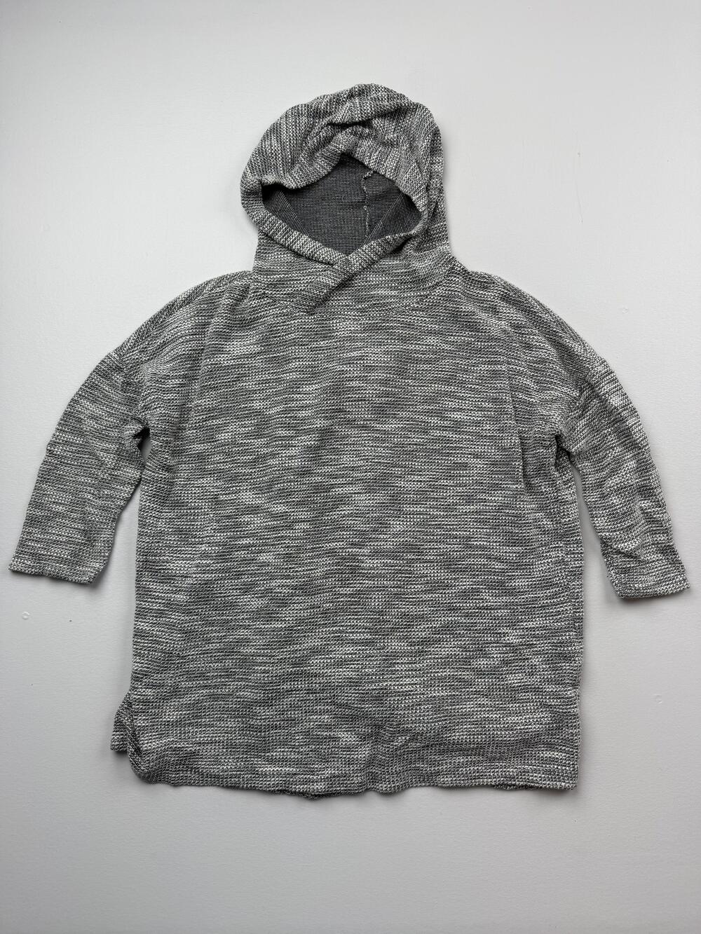 Beyond Yoga Jacket Womens Medium Gray Hooded Open Front Knit Lightweight Long